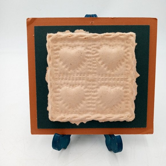 Heart Quilt Block Style Paper Cast Art Embossed Pressed Handmade Decor 1980s - Picture 5 of 8